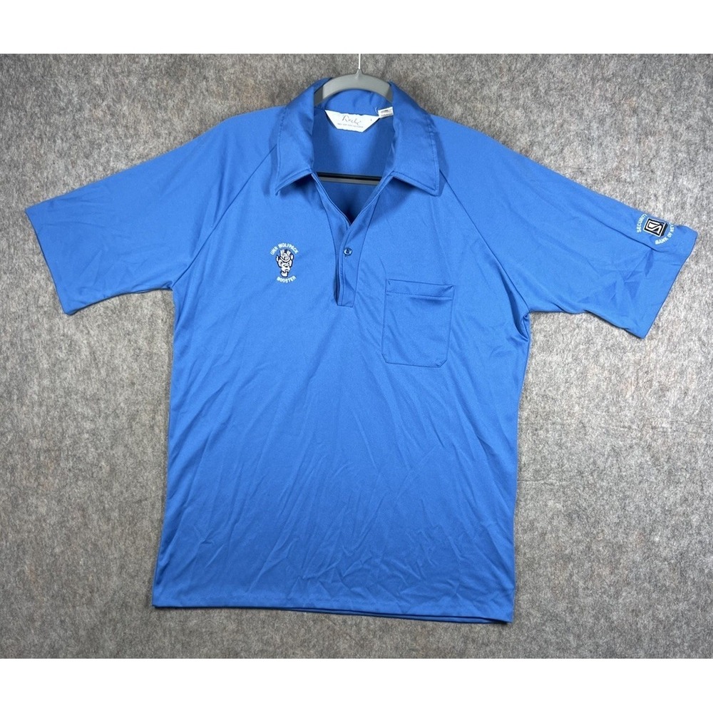 Vintage Lilly Dache Polo Shirt Mens L Blue UNR Wolfpack Booster USA Made Golf